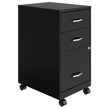 Space Solutions 18in 3 Drawer Metal Mobile Cabinet Ball Bearing Slide Black