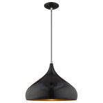 Livex Lighting - Livex Lighting 41174-68 Metal Shade - 15.75" One Light Mini Pendant - The modern, minimal look comes in a chic brushed aMetal Shade 15.75" O Shiny Black Shiny Bl *UL Approved: YES Energy Star Qualified: n/a ADA Certified: n/a  *Number of Lights: Lamp: 1-*Wattage:60w Medium Base bulb(s) *Bulb Included:No *Bulb Type:Medium Base *Finish Type:Shiny Black