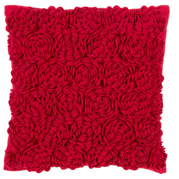 Flower Throw Pillow, Red, 17", Cover Only