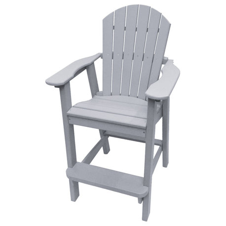 Phat Tommy Tall Adirondack Chair, All Weather Balcony Chair, Poly Furniture, Grey