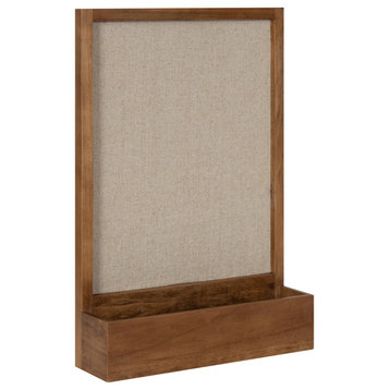 Hutton Framed Fabric Pinboard with Pocket Shelf, Rustic Brown 15x22