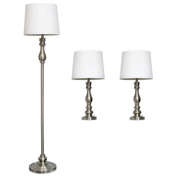 Elegant Designs Silver Metal 3 Lamp Pack