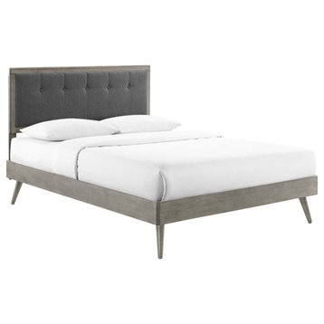 Willow Tufted Wood Queen Platform Bed - Contemporary Charm Timeless Elegance U