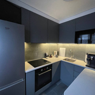 Реализация кухни по дизайн-проекту в однокомнатной квартире, 2022