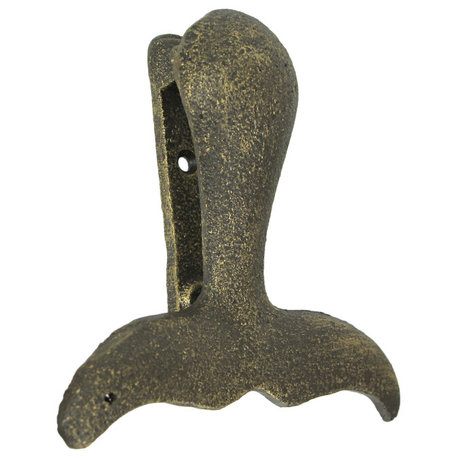 Cast Iron Whale Tail Door Knocker Bronze Decorative Coastal Accent Nautical