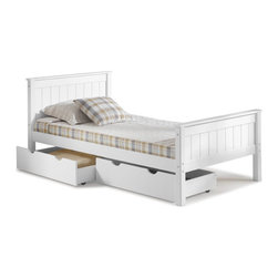 Alaterre Furniture - Alaterre Furniture Harmony Twin Wood Platform Bed with Storage Drawers in White - Platform Beds