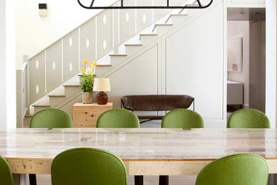 Beach style light wood floor dining room photo in Santa Barbara with beige walls