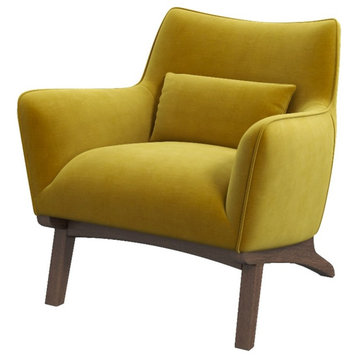 Gatsby Mid-Century Modern Tight Back Velvet Upholstered Armchair in Gold