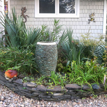 Stacked Stone Garden Bed and Disappearing Fountain