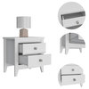 Breeze Four-Legged Modern Bedroom Nightstand, with Two Drawers - White