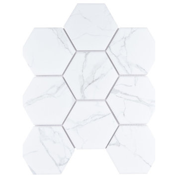 Carrione Super Hex Matte Carrara Porcelain Floor and Wall Tile