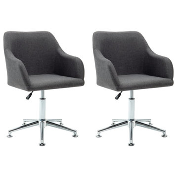 vidaXL Dining Chair 2 Pcs 360 Degrees Swivel Accent Chair Dark Gray Fabric