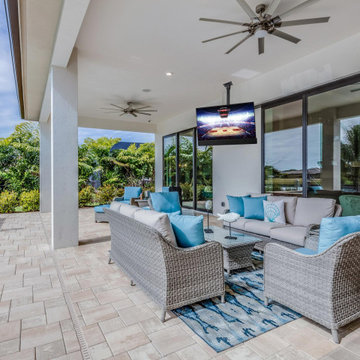 Covered outdoor space featuring Seura Outdoor Television