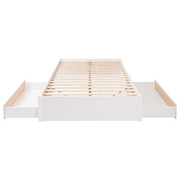 Prepac Select Queen 4-Post Platform Bed with 2 Drawers in White