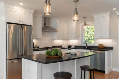 Beach style kitchen photo in Boston