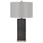 Cal Lighting - 27" Ceramic Table Lamp, Black Leathrette - Constructed with durable material