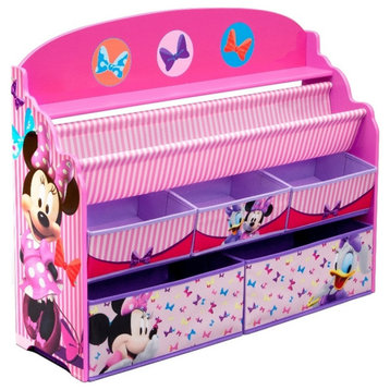 Delta Children Minnie Mouse Wood Deluxe Book and Toy Organizer in Multi-Color