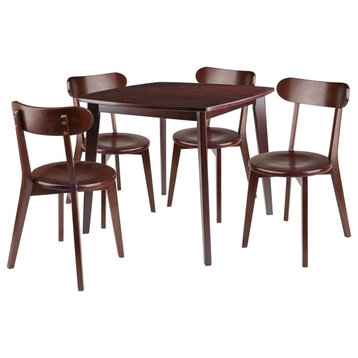 Pauline 5-Pc Dining Table With H-Leg Chairs, Walnut