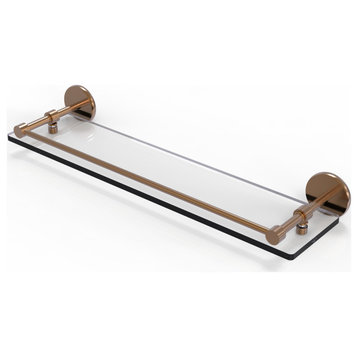22" Tempered Glass Shelf with Gallery Rail, Brushed Bronze