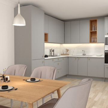 L-shaped Grey Kitchen Units Modern Kitchen Set | Inspired Elements | London