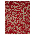 Nourison - Nourison Aloha Zebra Animal Print Indoor Outdoor Patio Rug, Red, 3'x4' - Bold and exotic, this zebra-inspired design radiates a straightforward sophistication thanks to its contemporary two-tone color palette of red and beige. This graphic indoor/outdoor rug will arouse your animal instincts. Created from premium stain-resistant fibers for long wear, low maintenance, and a splendid texture.