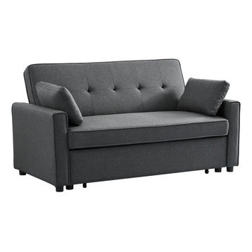 Devion Furniture Fabric Loveseat Pull out Sofa Bed in Gray