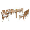 11-Piece Outdoor Teak Dining Set, 122" Extension Table, 10 Arbor Stacking Chair
