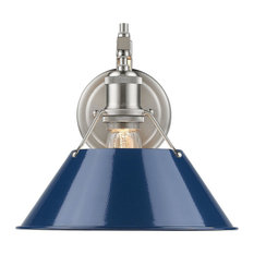 Orwell 1-Light Wall Sconce, Pewter Navy Blue Shade