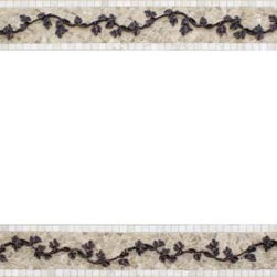 Stone mosaic mirror frame with metal inlay - Bathroom Mirrors