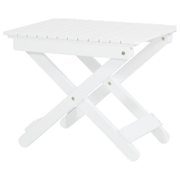 Simeon Outdoor Folding Side Table, White