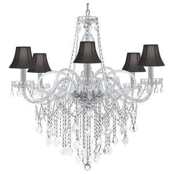 Crystal Chandelier 6-Light With Black Shades