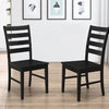 Wood Ladder Back Dining Chairs, Set of 2, Black