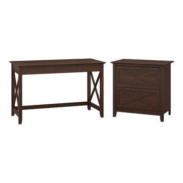 Scranton & Co Furniture Key West Writing Desk w/ 2 Drawer File Cabinet in Cherry