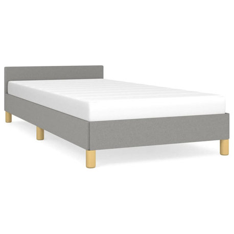 vidaXL Fabric Twin Platform Bed Frame, Slats Support, No Mattress, Light Gray