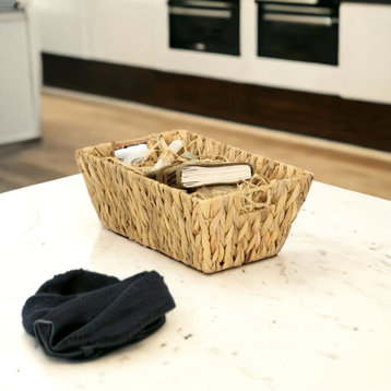 Tapered Water Hyacinth Basket With Side Handles