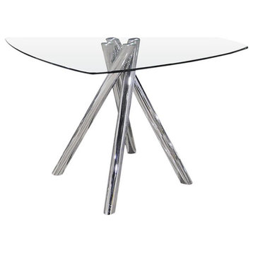 Best Master Contemporary Glass Dining Table in Chrome