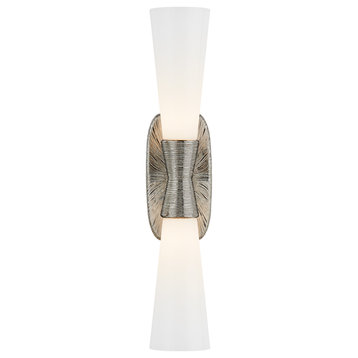 Utopia Large Double Bath Sconce in Polished Nickel with White Glass