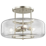 Design Classics Lighting - Seeded Glass Semi-Flush Ceiling Light Satin Nickel 3 Lt - Seeded Glass Semi-Flush Ceiling Light Satin Nickel 3 Lt  Modern style satin nickel 3-light indoor semi flushmount ceiling light with seeded clear seedy glass shade. Takes three 100-watt medium base A19 light bulbs (not included). Rated for installation in dry locations only. 120 volts line voltage. UL and CUL listed.