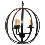 Quintana Roo - Sphere Chandelier/Pendant Light with Ceiling Mount Kit - The Sphere Chandelier/Pendant Light is rustic and unique. Made with iron in a Dark Bronze Finish. Makes a great addition to any room. Comes with a Ceiling Mount Kit that has a variable length up to 24".
