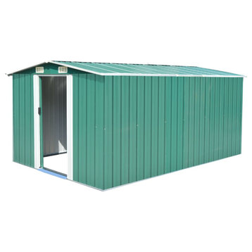 vidaXL Garden Shed 101.2"x156.7"x70.1" Metal Green