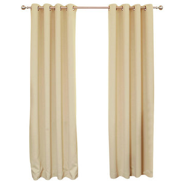 Solid Grommet Top Thermal Insulated Blackout Curtains, Pair, Beige