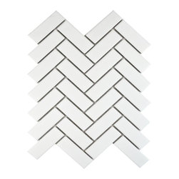 Walls and Floors - Herringbone Mosaic Tiles, 1 Sheet, White Matte - Wall & Floor Tiles