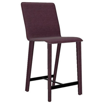 Perugia Top Grain Leather Counter Stool, Heritage Leather - Plum