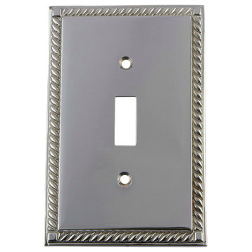 NW Rope Switch Plate With Single Toggle, Bright Chrome