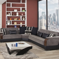Modena Sectional Sofa in Floket Gray by Casamode Furniture - Sectional Sofas