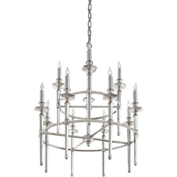 Quoizel Favray 12-Light Heritage Silver Plate Chandelier, 25"