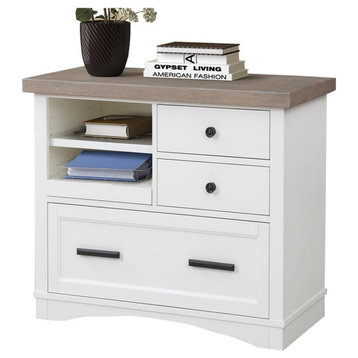 Bowery Hill Traditional Wood Functional File with Power Center in White