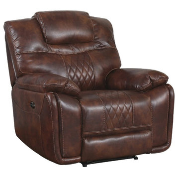 Sunset Trading Diamond Power Contemporary Faux Leather Recliner in Brown