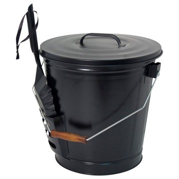 Panacea Fireplace Ash Bucket With Shovel, Matte Black