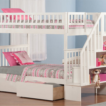 Woodland Staircase Twin over Twin Bunk Bed | Urban Drawers | White